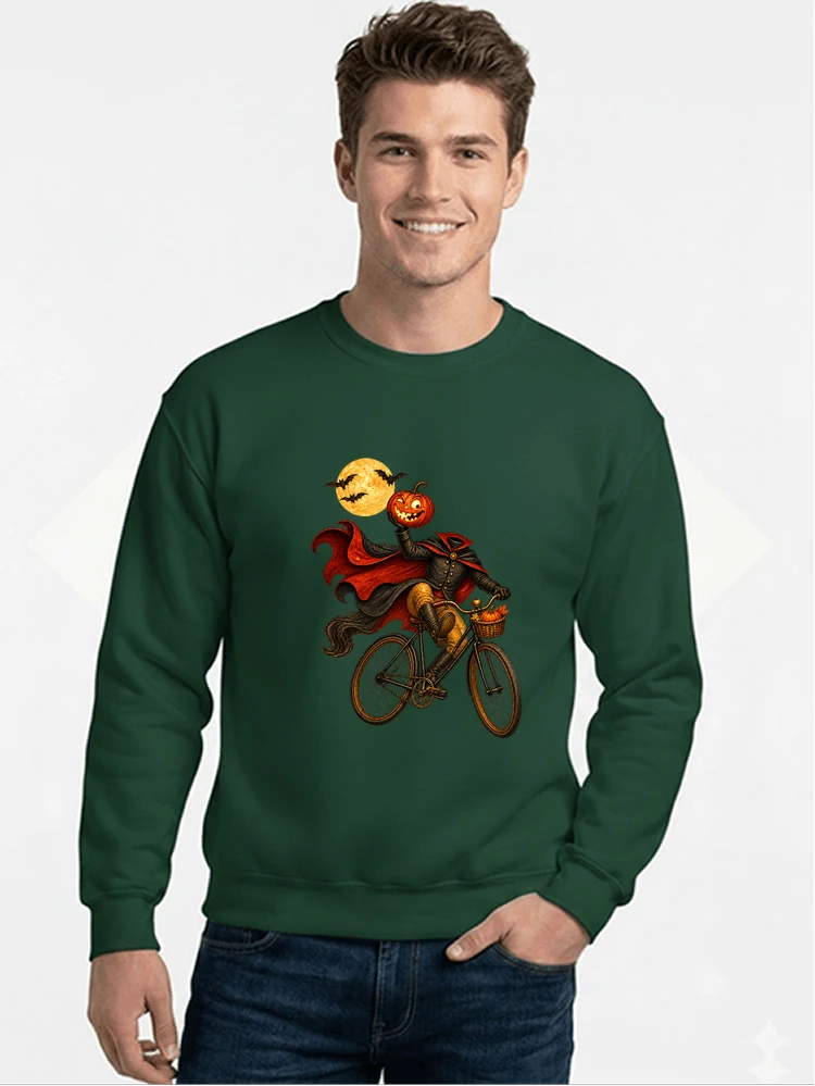 krbis kopf fahrrad halloween shirt outfit fr radfahrer sweatshirt mit rundhalsausschnitt forest green