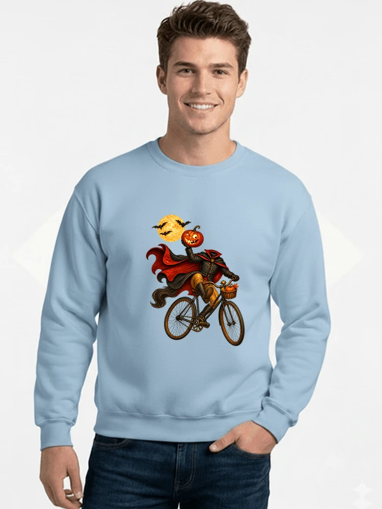 krbis kopf fahrrad halloween shirt outfit fr radfahrer sweatshirt mit rundhalsausschnitt light blue