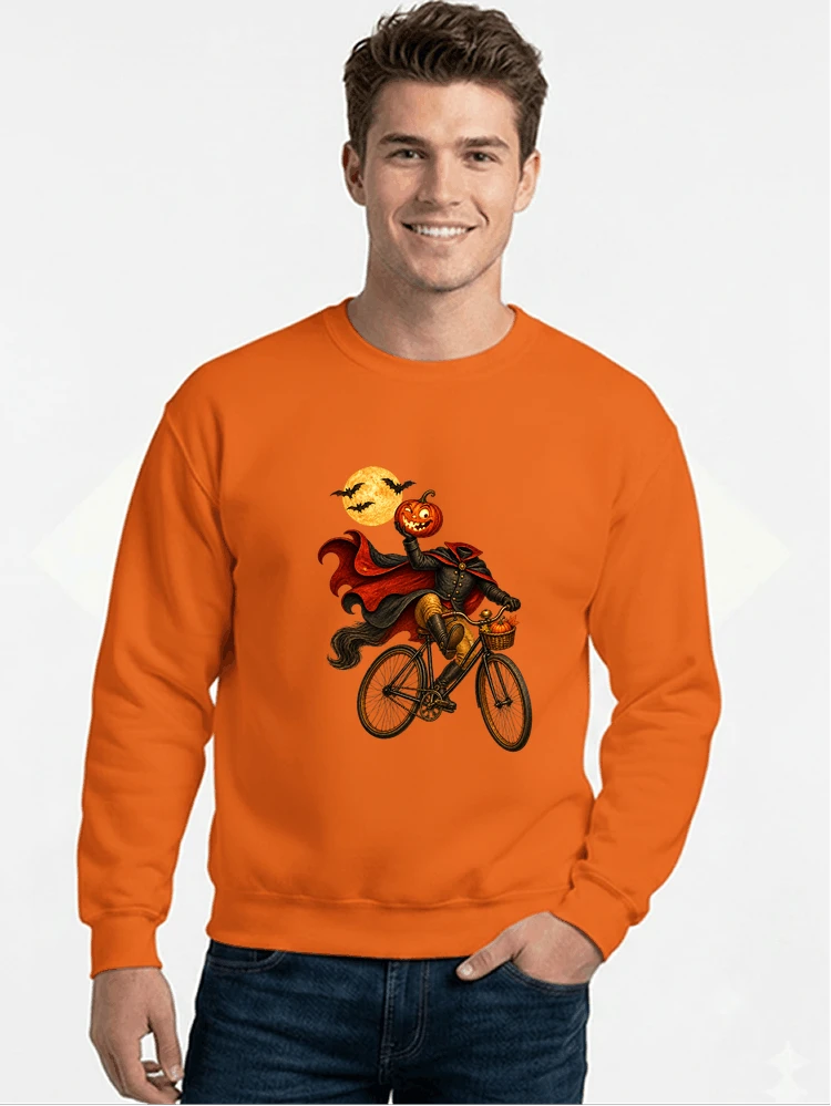 krbis kopf fahrrad halloween shirt outfit fr radfahrer sweatshirt mit rundhalsausschnitt orange