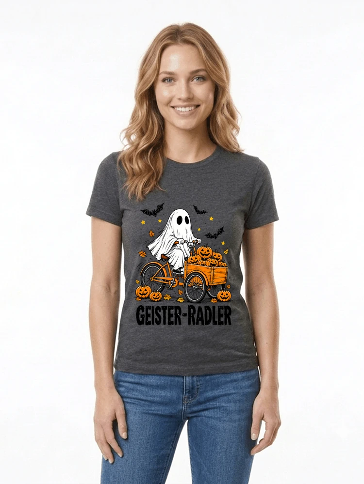 lustiges fahrrad t shirt halloween geister radler t shirt damen t shirt anthracite melange