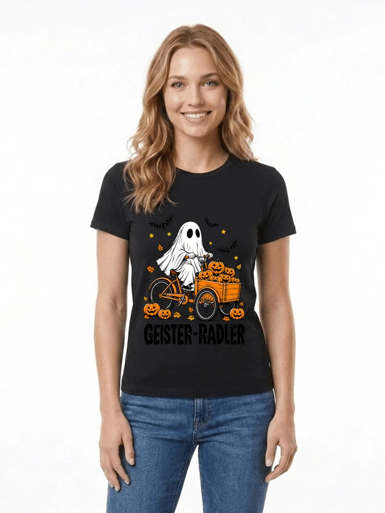 lustiges fahrrad t shirt halloween geister radler t shirt damen t shirt black