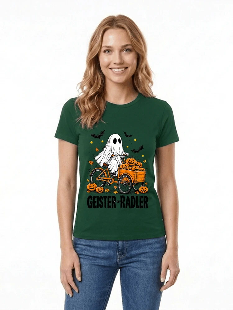 lustiges fahrrad t shirt halloween geister radler t shirt damen t shirt forest green