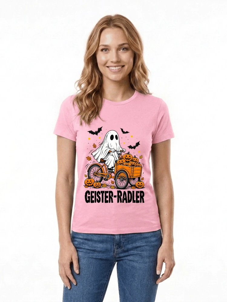 lustiges fahrrad t shirt halloween geister radler t shirt damen t shirt light pink