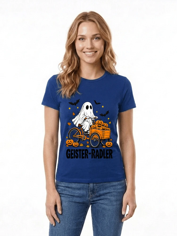 lustiges fahrrad t shirt halloween geister radler t shirt damen t shirt royal blue