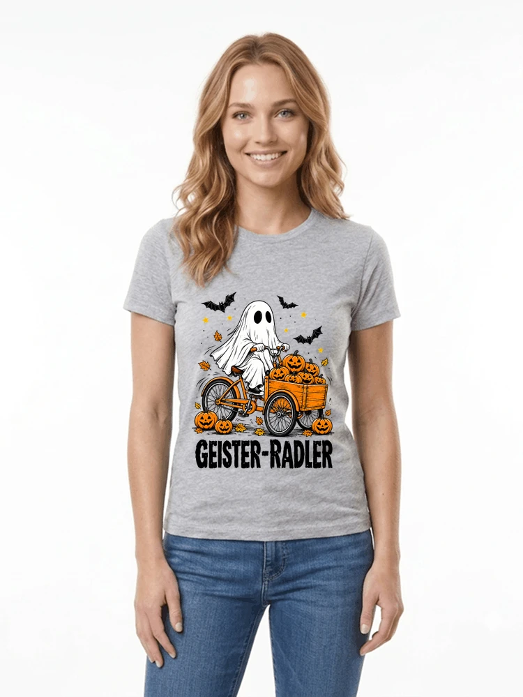 lustiges fahrrad t shirt halloween geister radler t shirt damen t shirt sport grey