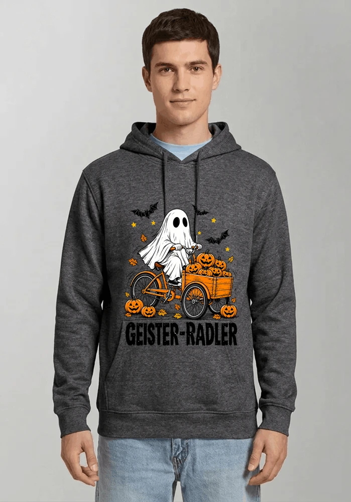 lustiges fahrrad t shirt halloween geister radler t shirt kapuzenpullover anthracite melange
