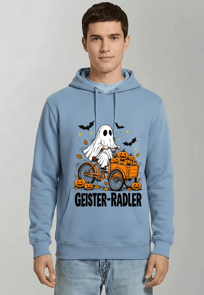 lustiges fahrrad t shirt halloween geister radler t shirt kapuzenpullover light blue