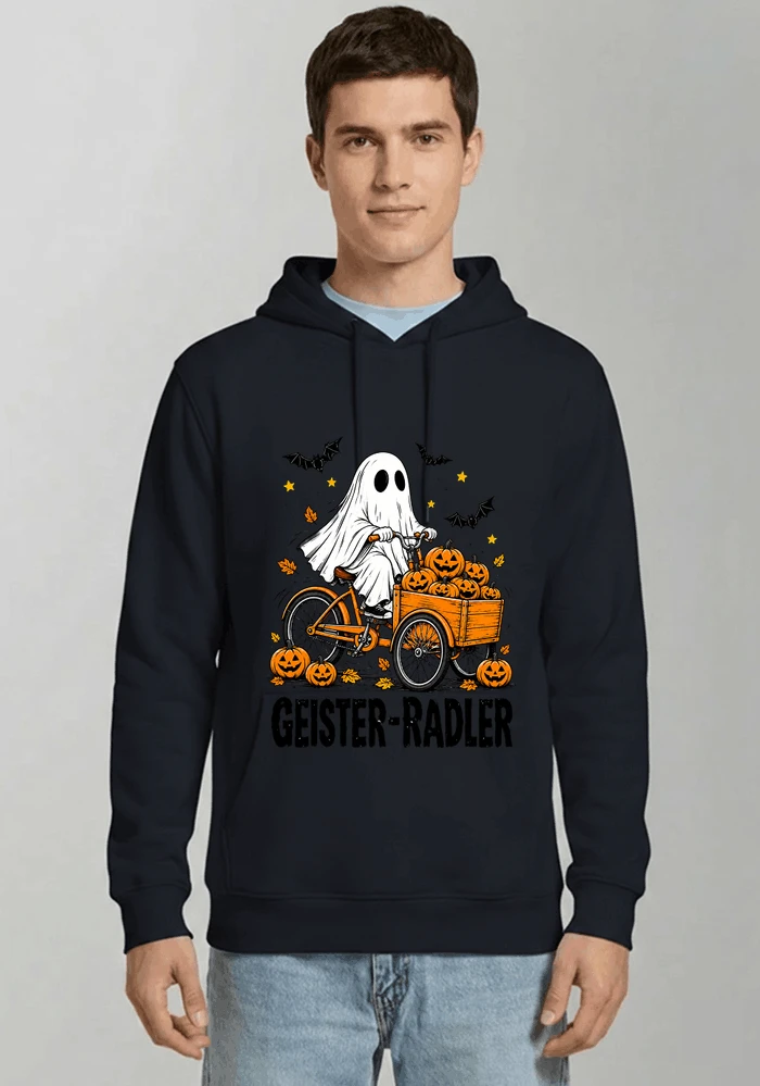 lustiges fahrrad t shirt halloween geister radler t shirt kapuzenpullover navy