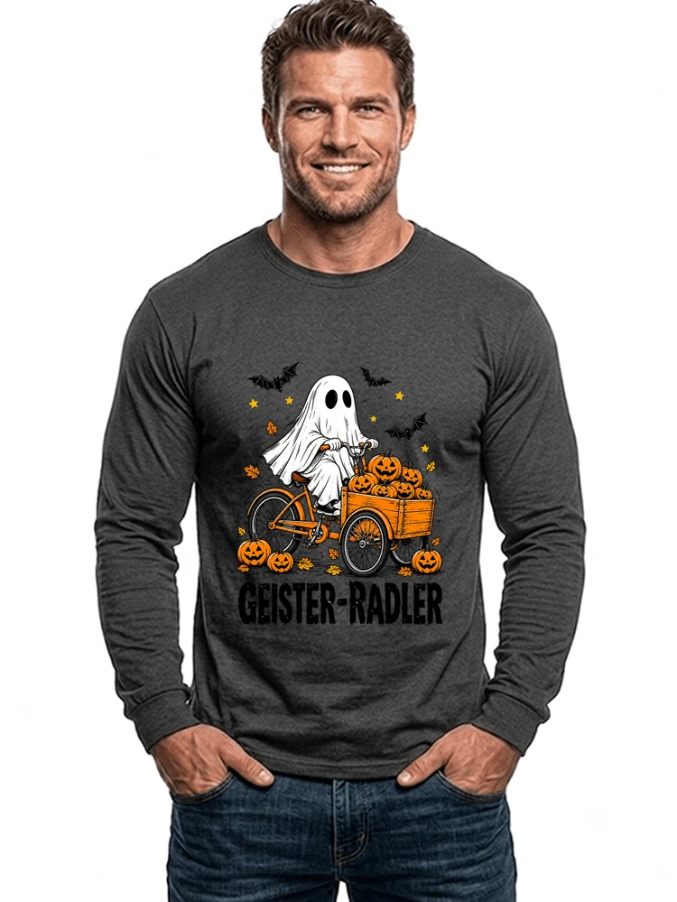 lustiges fahrrad t shirt halloween geister radler t shirt langarmshirt anthracite melange
