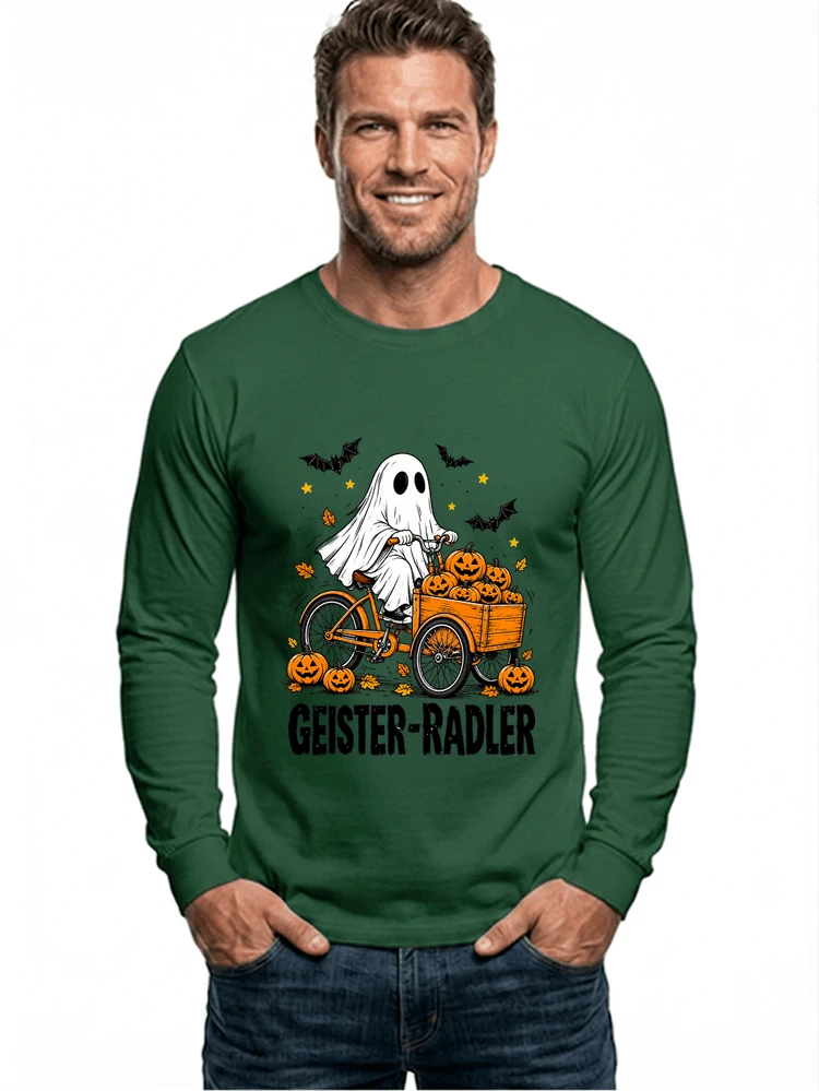 lustiges fahrrad t shirt halloween geister radler t shirt langarmshirt forest green