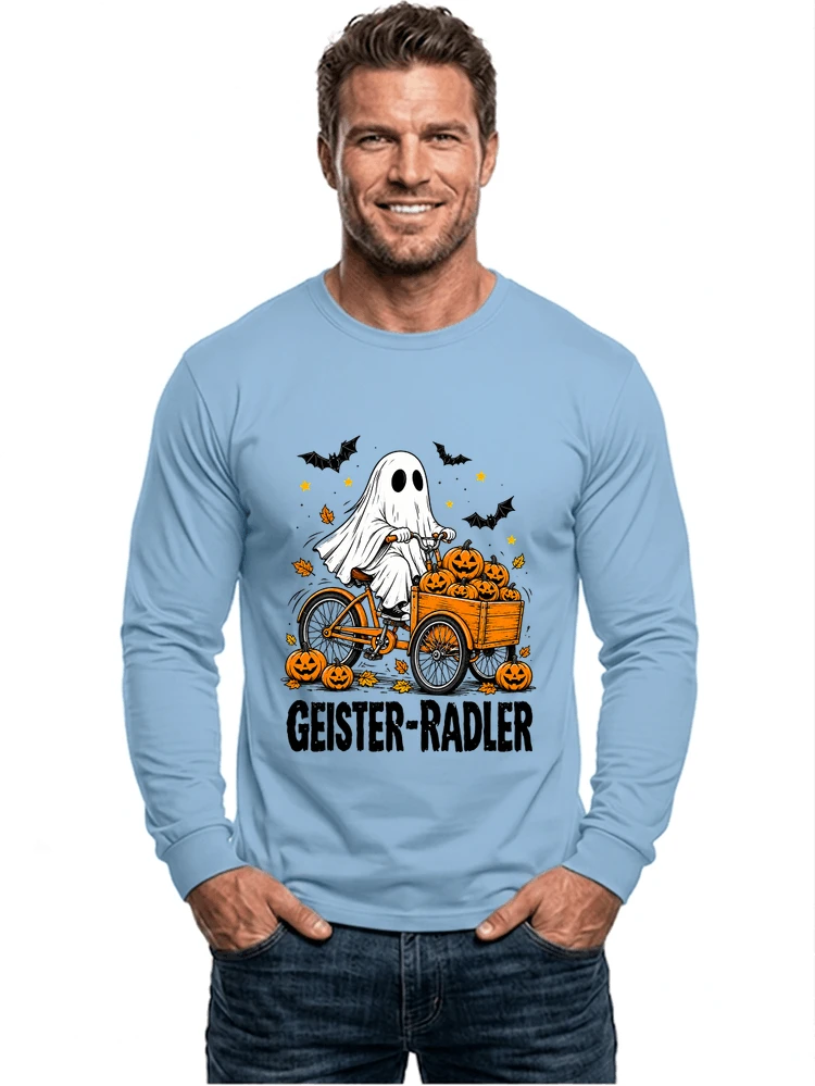 lustiges fahrrad t shirt halloween geister radler t shirt langarmshirt light blue