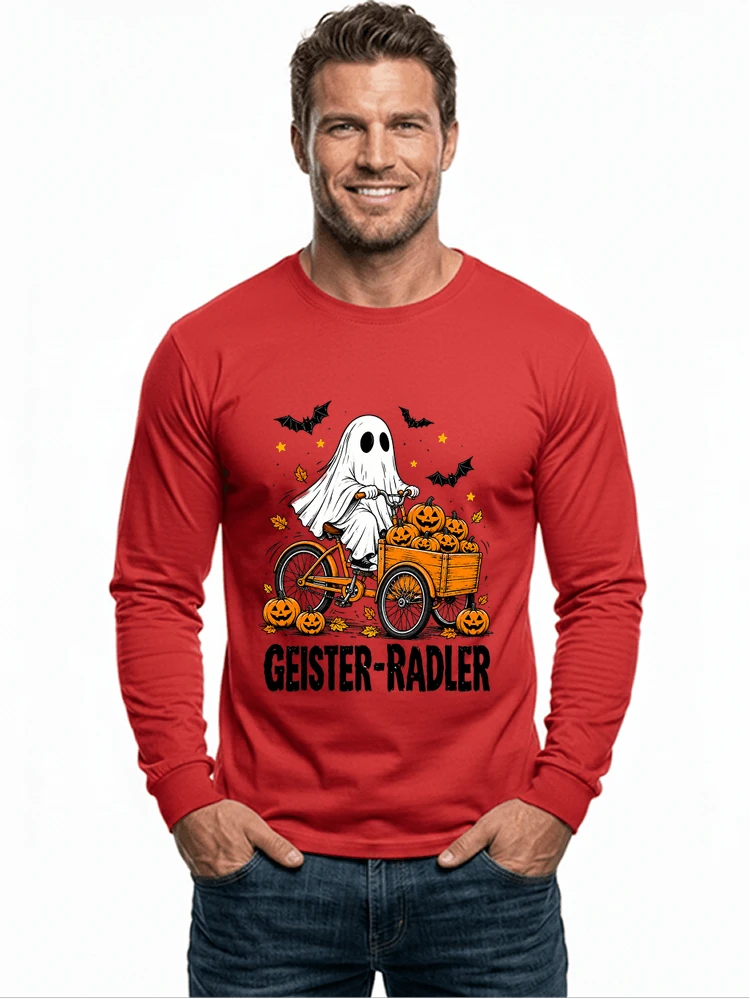 lustiges fahrrad t shirt halloween geister radler t shirt langarmshirt red