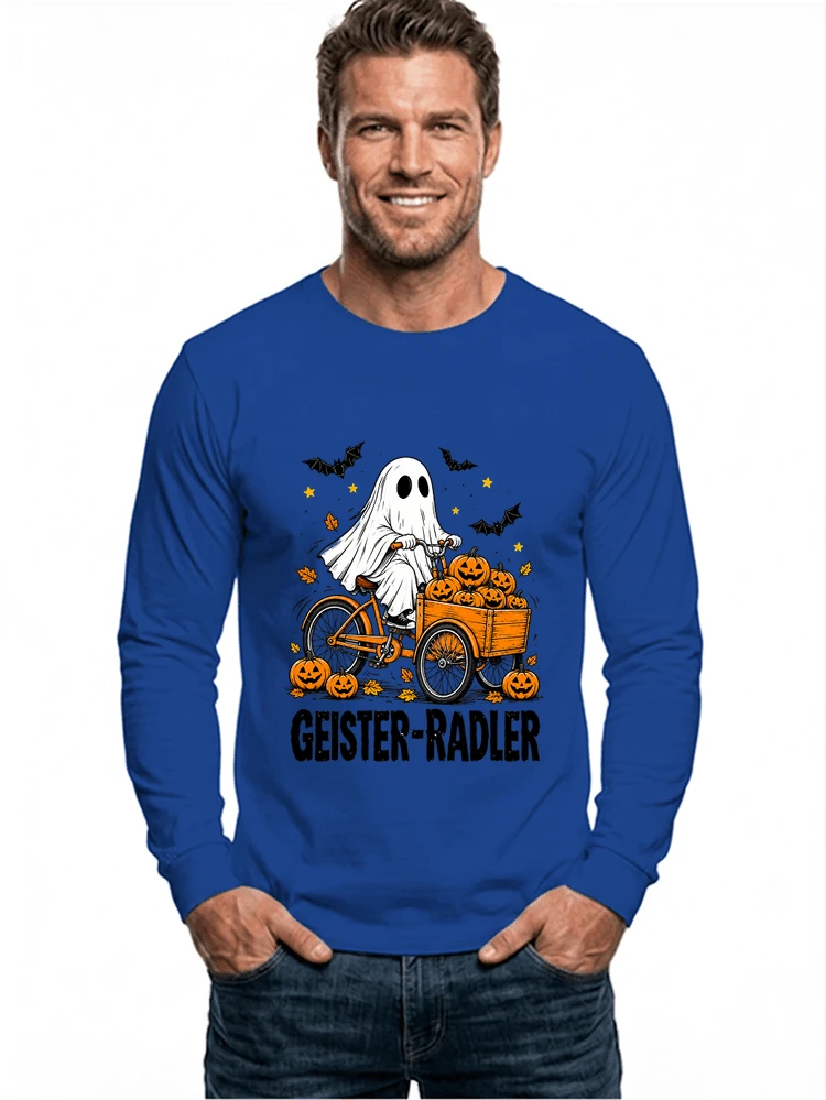 lustiges fahrrad t shirt halloween geister radler t shirt langarmshirt royal blue