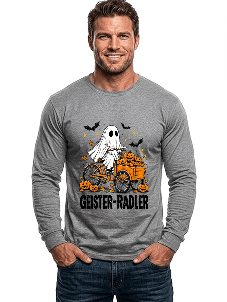 lustiges fahrrad t shirt halloween geister radler t shirt langarmshirt sport grey