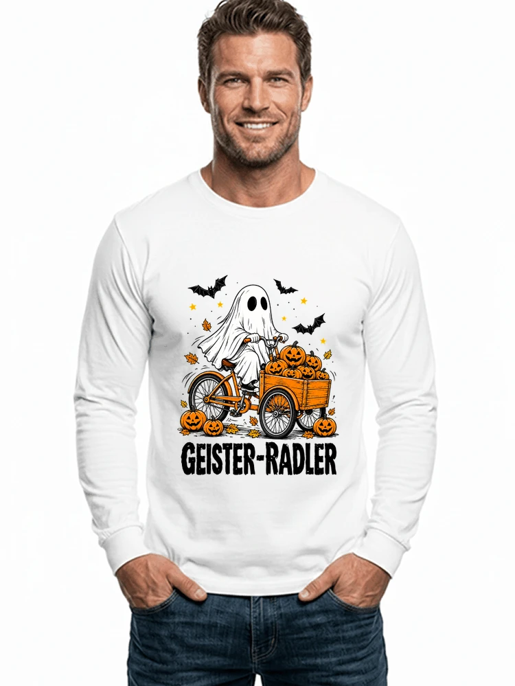lustiges fahrrad t shirt halloween geister radler t shirt langarmshirt white