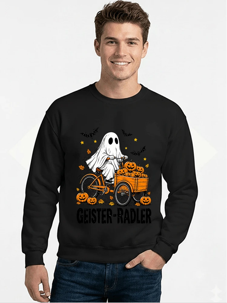 lustiges fahrrad t shirt halloween geister radler t shirt sweatshirt mit rundhalsausschnitt black