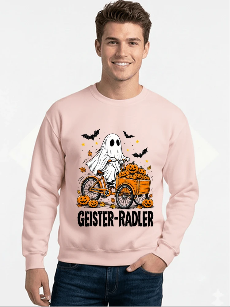 lustiges fahrrad t shirt halloween geister radler t shirt sweatshirt mit rundhalsausschnitt light pink