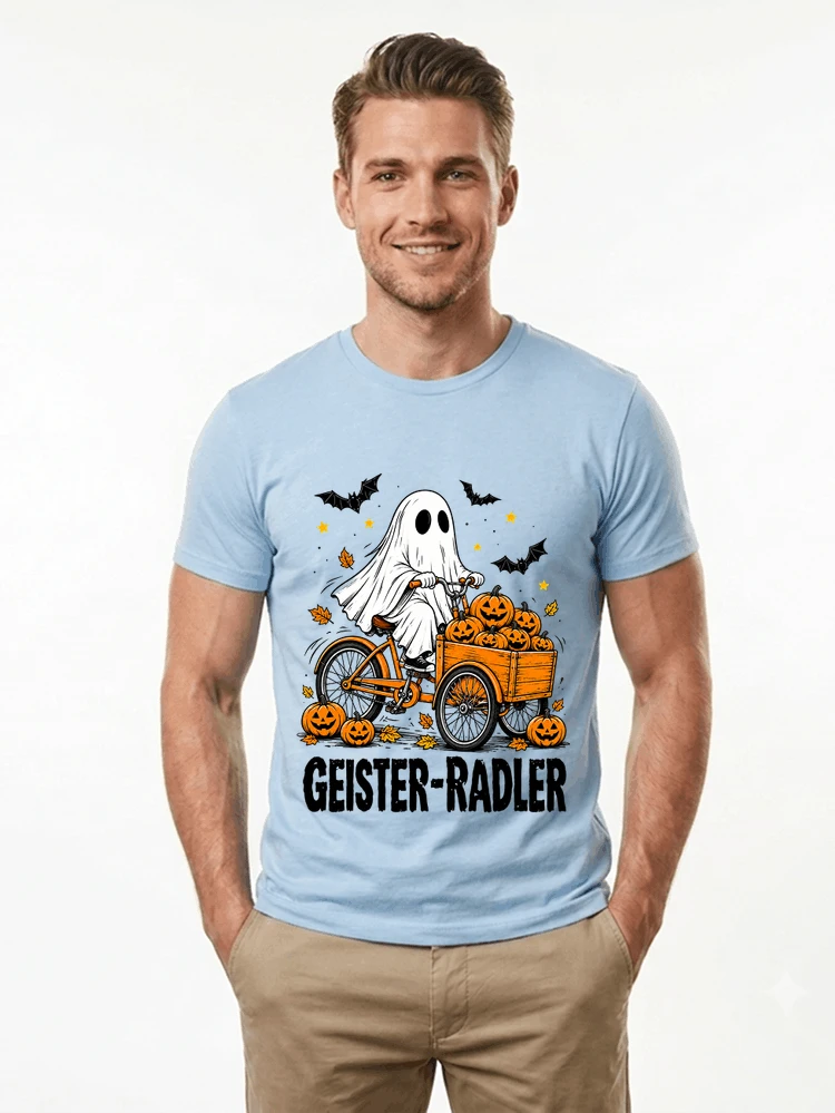 lustiges fahrrad t shirt halloween geister radler t shirt t shirt light blue
