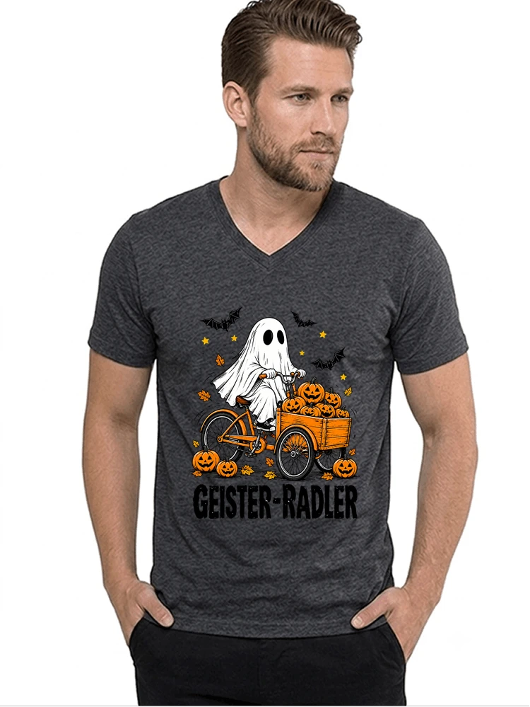 lustiges fahrrad t shirt halloween geister radler t shirt t shirt mit v ausschnitt anthracite melange