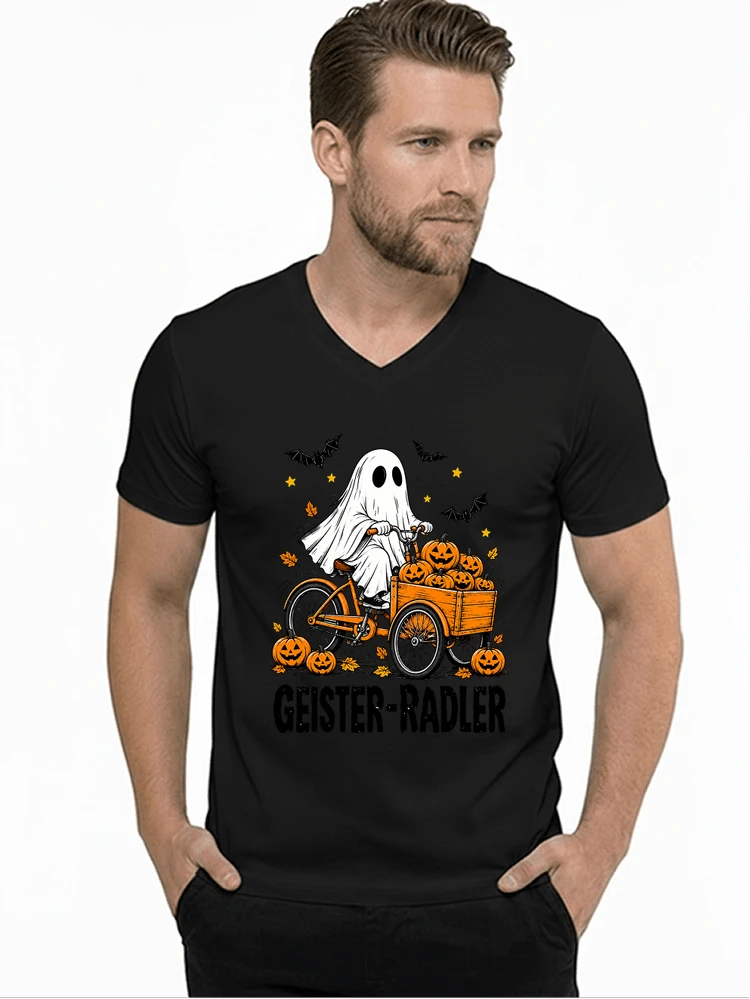 lustiges fahrrad t shirt halloween geister radler t shirt t shirt mit v ausschnitt black