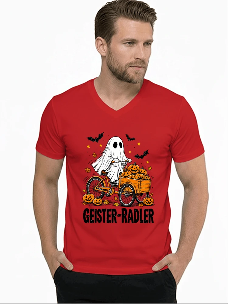lustiges fahrrad t shirt halloween geister radler t shirt t shirt mit v ausschnitt red