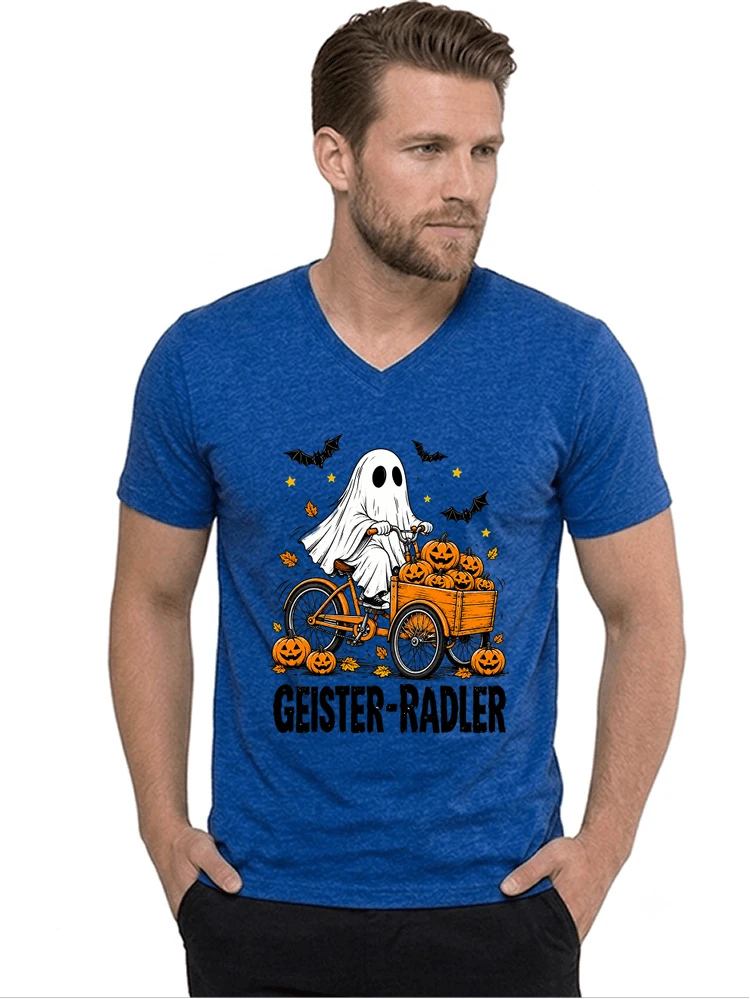 lustiges fahrrad t shirt halloween geister radler t shirt t shirt mit v ausschnitt royal blue