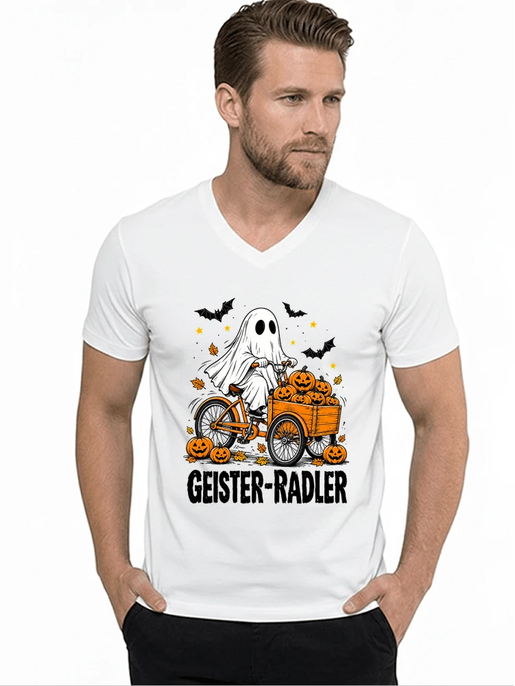 lustiges fahrrad t shirt halloween geister radler t shirt t shirt mit v ausschnitt white