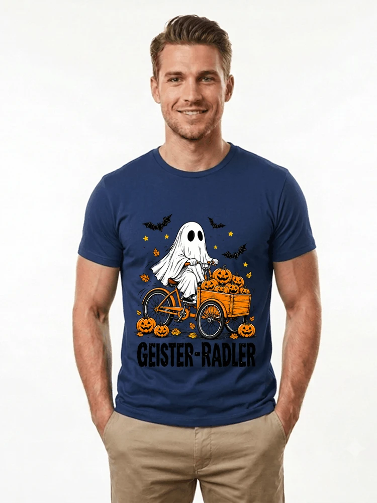lustiges fahrrad t shirt halloween geister radler t shirt t shirt navy