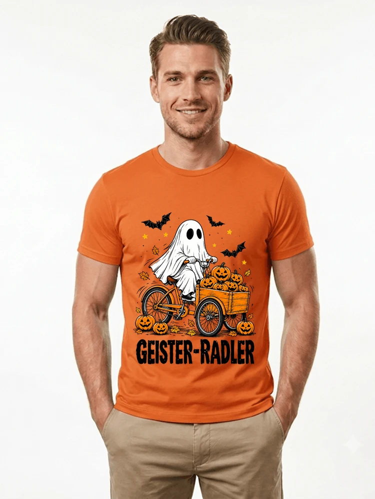 lustiges fahrrad t shirt halloween geister radler t shirt t shirt orange