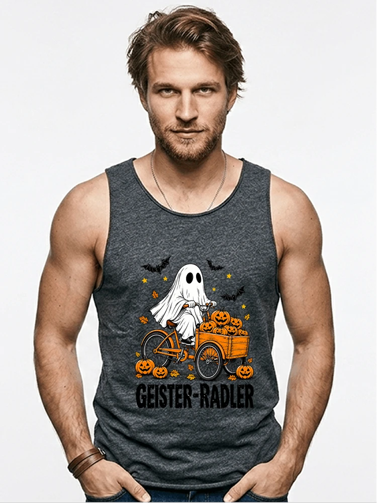 lustiges fahrrad t shirt halloween geister radler t shirt tanktop anthracite melange