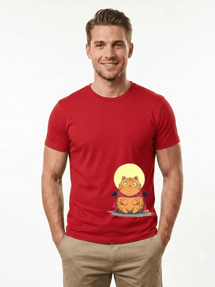 Lustiges Halloween Katze T-Shirt Dicke Vampirkatze Motiv Geschenkidee für Katzenliebhaber & Cat Moms