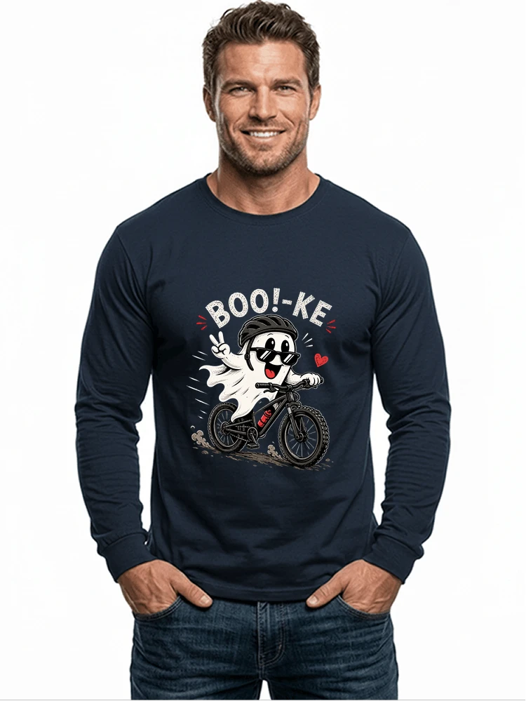 lustiges halloween t shirt damen herren fahrrad t shirt langarmshirt navy