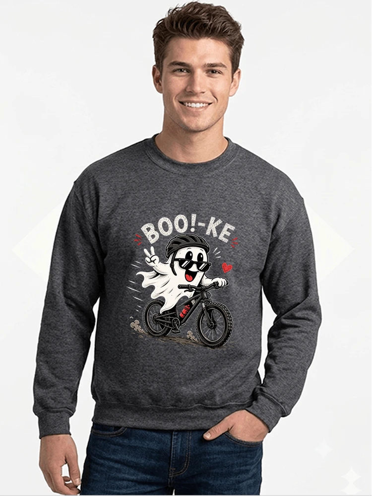 lustiges halloween t shirt damen herren fahrrad t shirt sweatshirt mit rundhalsausschnitt anthracite melange