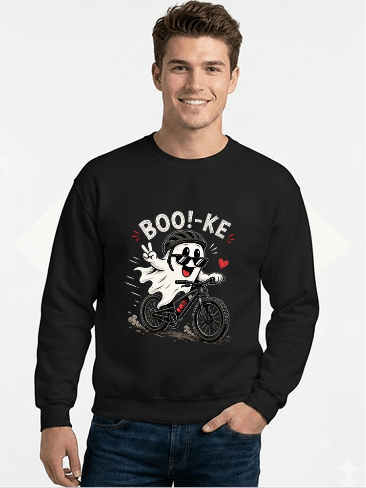 lustiges halloween t shirt damen herren fahrrad t shirt sweatshirt mit rundhalsausschnitt black