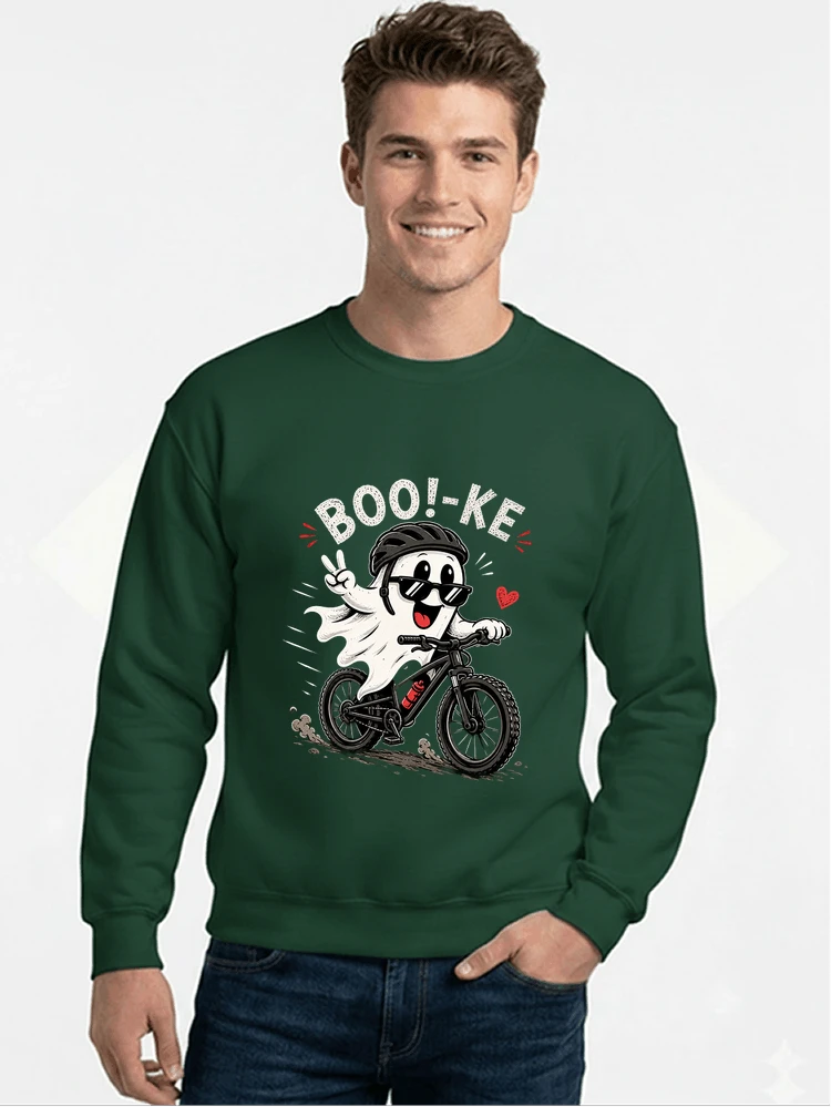 lustiges halloween t shirt damen herren fahrrad t shirt sweatshirt mit rundhalsausschnitt forest green