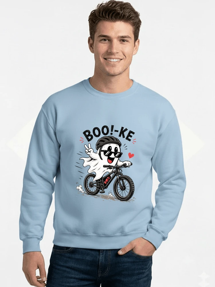 lustiges halloween t shirt damen herren fahrrad t shirt sweatshirt mit rundhalsausschnitt light blue
