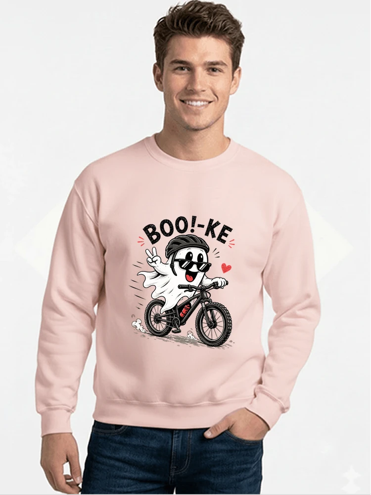 lustiges halloween t shirt damen herren fahrrad t shirt sweatshirt mit rundhalsausschnitt light pink