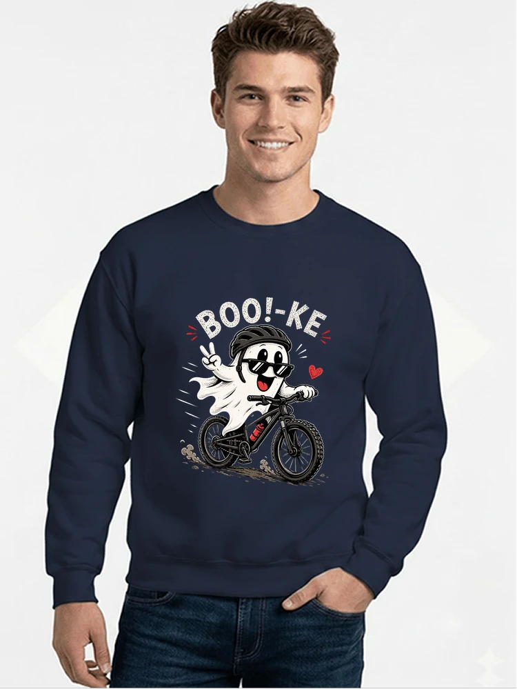 lustiges halloween t shirt damen herren fahrrad t shirt sweatshirt mit rundhalsausschnitt navy