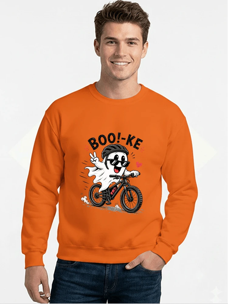 lustiges halloween t shirt damen herren fahrrad t shirt sweatshirt mit rundhalsausschnitt orange
