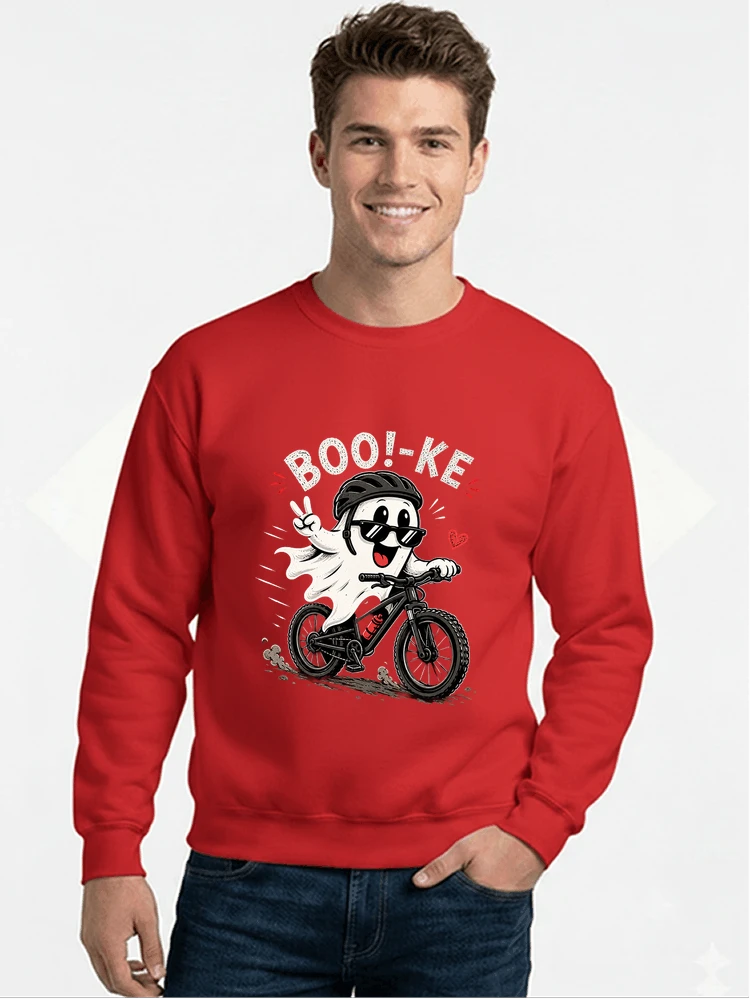 lustiges halloween t shirt damen herren fahrrad t shirt sweatshirt mit rundhalsausschnitt red