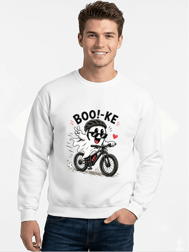 lustiges halloween t shirt damen herren fahrrad t shirt sweatshirt mit rundhalsausschnitt white