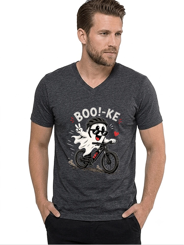lustiges halloween t shirt damen herren fahrrad t shirt t shirt mit v ausschnitt anthracite melange