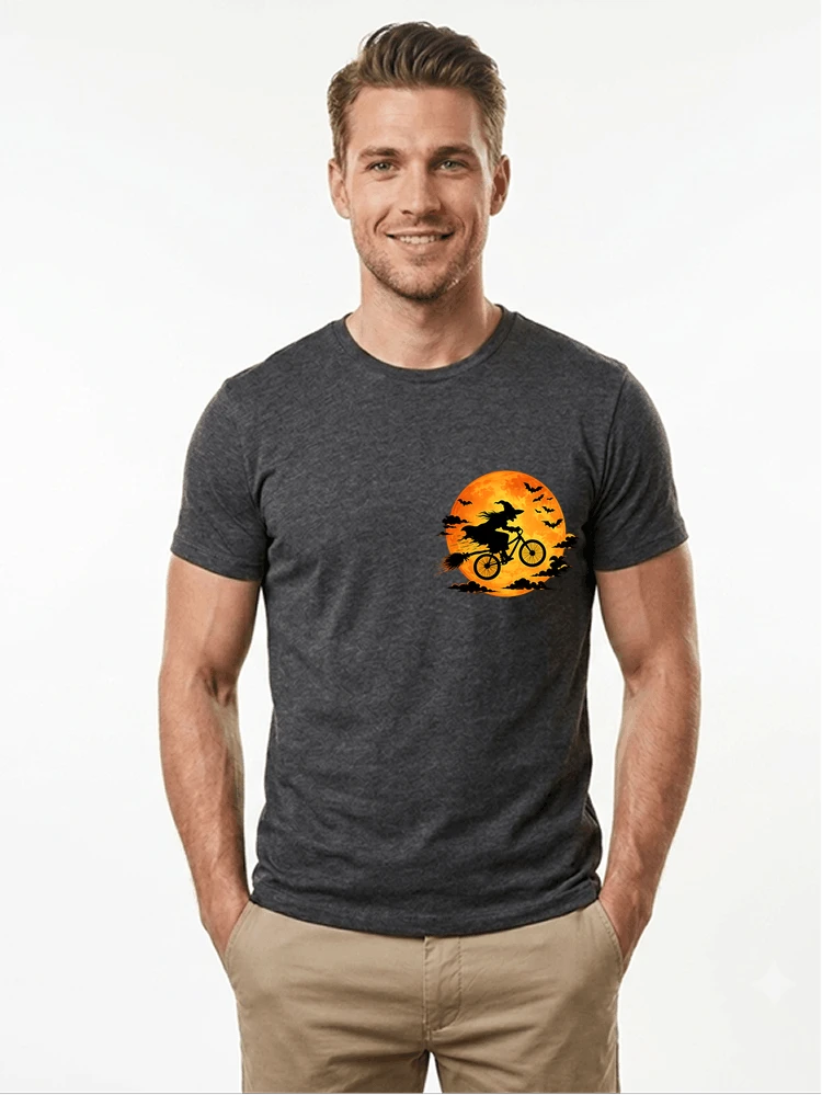 lustiges hexe fahrrad t shirt halloween vollmond biker shirt t shirt anthracite melange