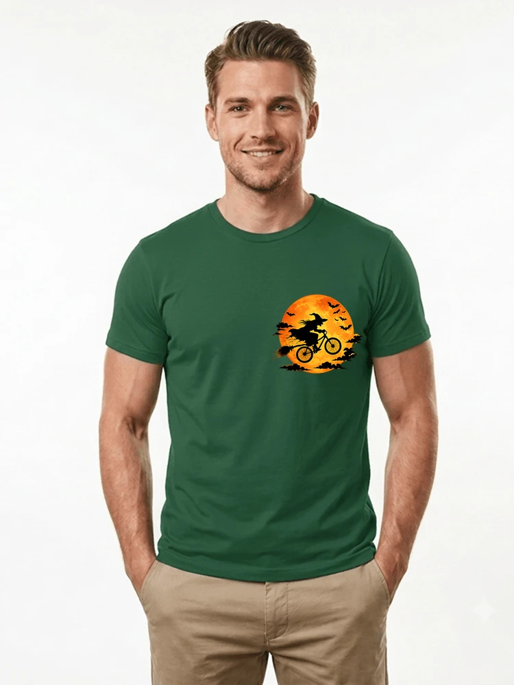 lustiges hexe fahrrad t shirt halloween vollmond biker shirt t shirt forest green