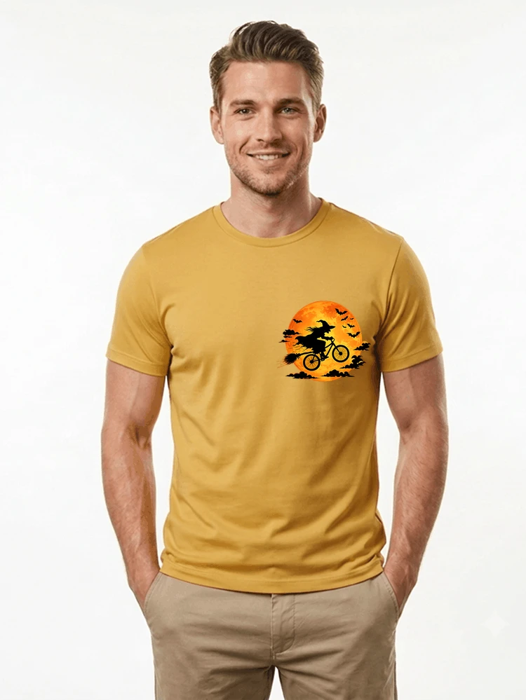 lustiges hexe fahrrad t shirt halloween vollmond biker shirt t shirt gold