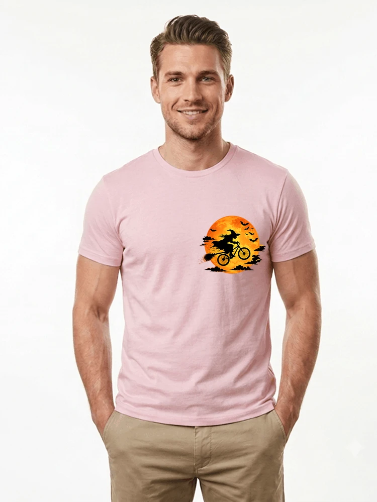 lustiges hexe fahrrad t shirt halloween vollmond biker shirt t shirt light pink