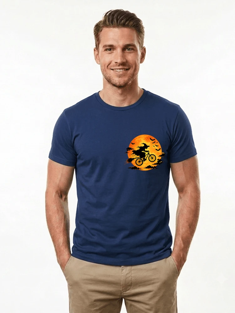 lustiges hexe fahrrad t shirt halloween vollmond biker shirt t shirt navy