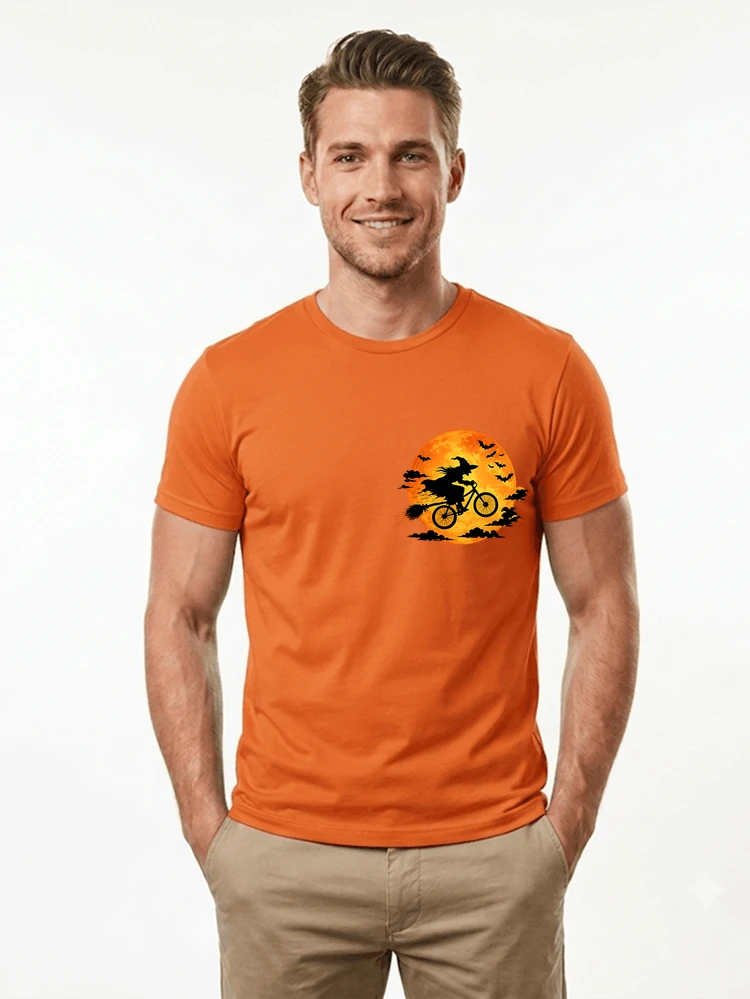lustiges hexe fahrrad t shirt halloween vollmond biker shirt t shirt orange