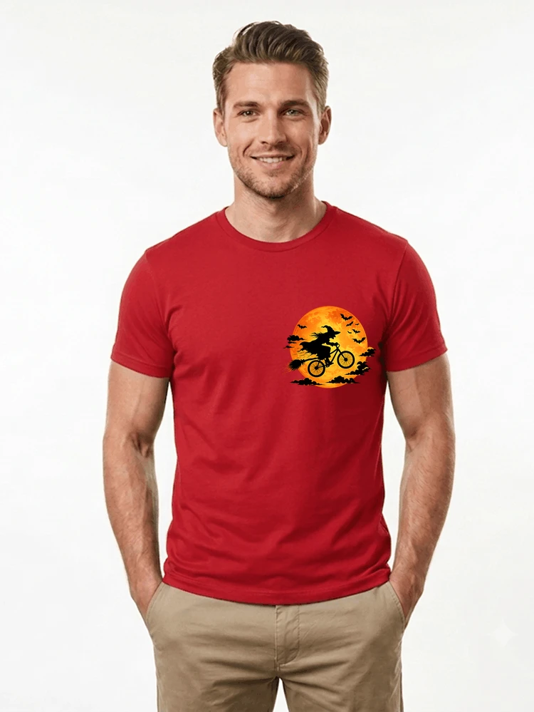 lustiges hexe fahrrad t shirt halloween vollmond biker shirt t shirt red