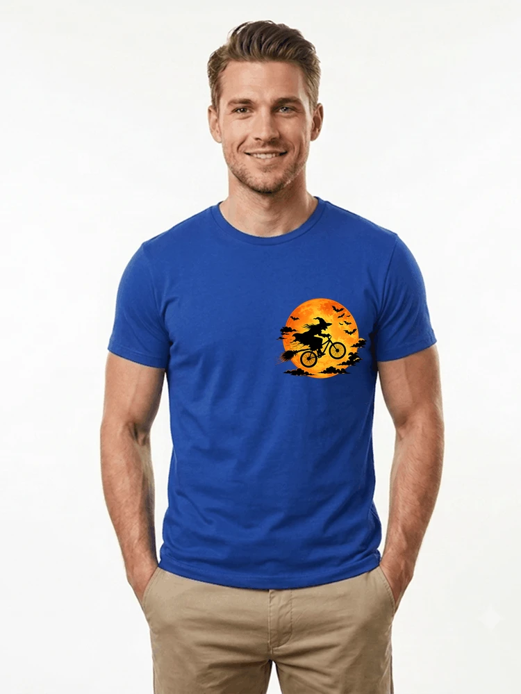 lustiges hexe fahrrad t shirt halloween vollmond biker shirt t shirt royal blue